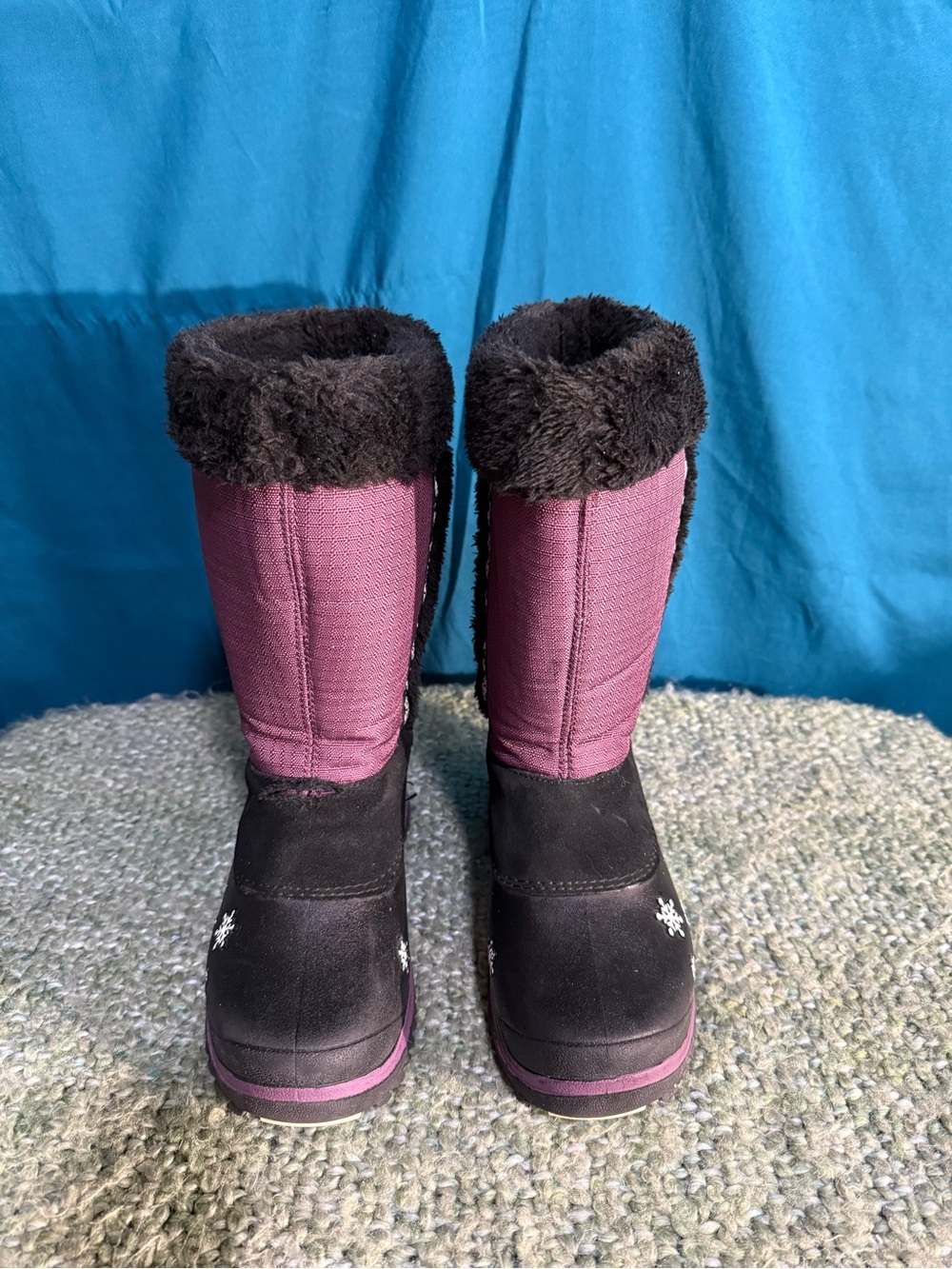 Baffin Adele Junior Kids Purple Winter Snow Boots with Faux Fur Trim